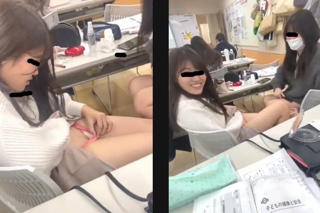 教育部の女子大生さん,教室でマン毛を抜くおふざけ動画が世界に..最近このエロ動画がネットで話題に