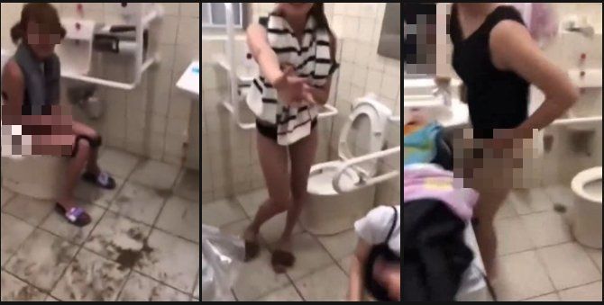 多目的トイレでウンコ・着替え中の女子、男に突撃撮影されてしまう!?│ハリネーター