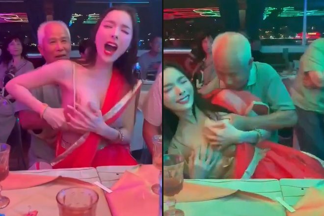 旅行客のエロジジイ、タイのバーで女性の胸をここぞとばかり揉んでしまうwwwのアイキャッチ画像